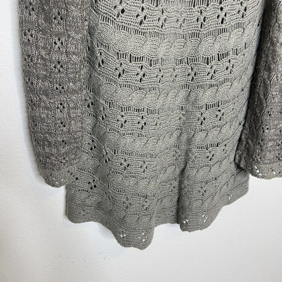 Curio Waterfall Collar Mixed Knit Long Gray Cardigan Sweater M - Picture 11 of 12